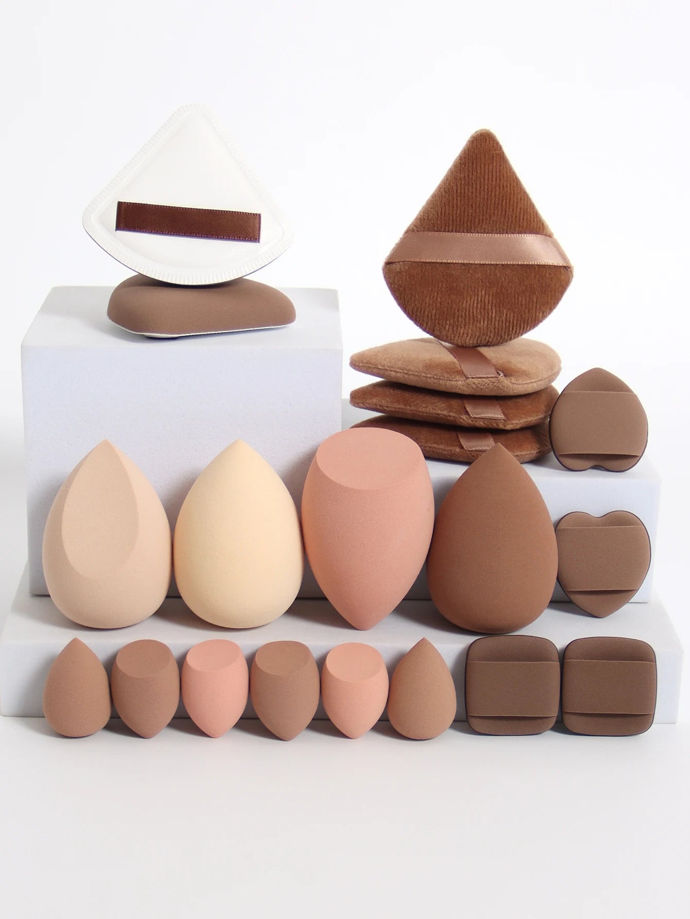 20 Pcs Pink Makeup Sponge & Puff Set for Face Cream, Powder, and Concealer – Soft Blending Applicator Tool