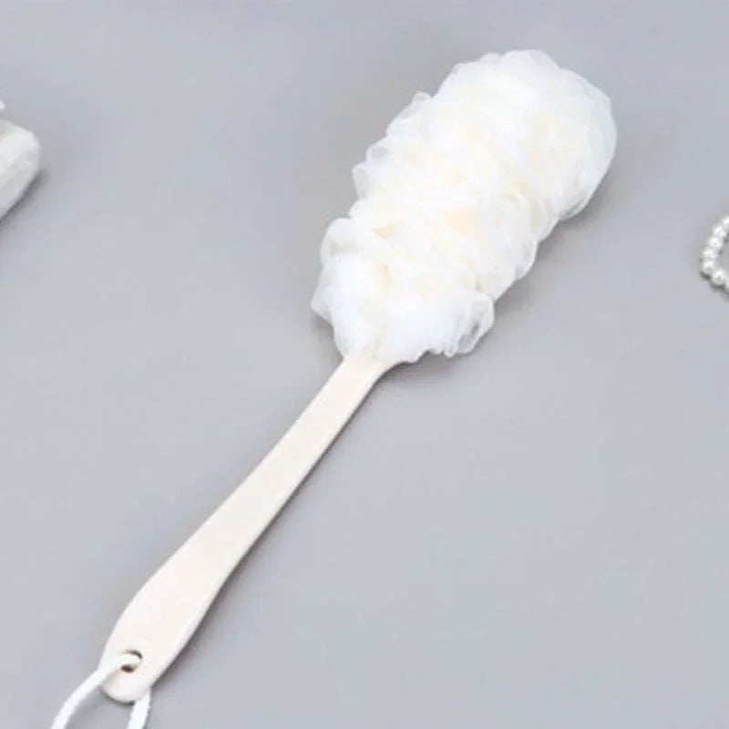 1pc Long Handle Bath Brush – Soft Mesh Shower Scrubber for Back & Body Cleaning