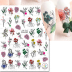 3D Butterfly & Flower Nail Art Stickers – Blue & Purple Decals for Manicure