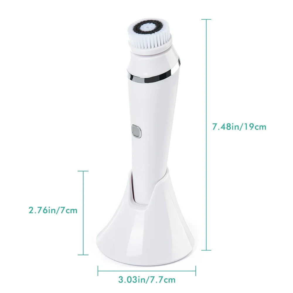 4-in-1 Electric Facial Cleansing Brush – Rechargeable & Waterproof