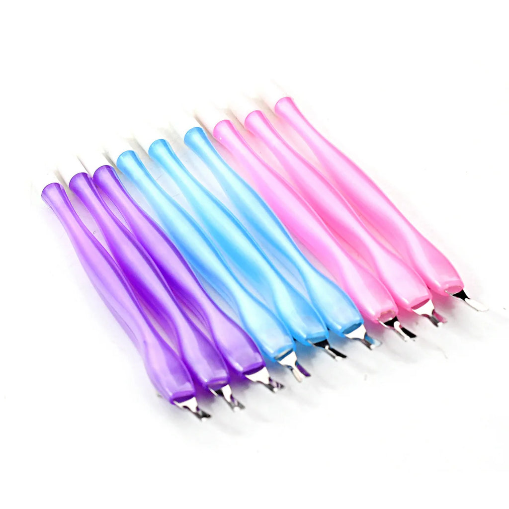 10pcs Mixed Color Cuticle Pusher Set – Dead Skin Fork, Trimmer & Peeling Knife Manicure Nail Art Tools