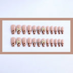 24Pc Leopard Chain Ballerina Press-On False Nails – Full Cover Reusable Tips