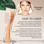 Deep Pore Face Cleansing Brush – Professional Fiber Exfoliating Brush with Wooden Handle