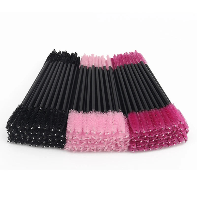50pcs Double-Head Eyelash & Eyebrow Brushes – Micro Mascara Wands & Lash Extension Applicators