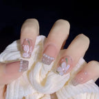 24Pc Leopard Chain Ballerina Press-On False Nails – Full Cover Reusable Tips