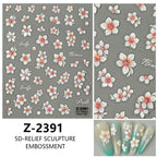 5D Spring Flower Nail Stickers – Embossed Floral Manicure Decals