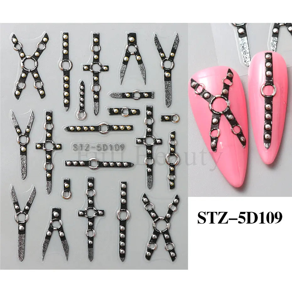 5D Crustacean & Insect Nail Art Stickers – Embossed Self-Adhesive Decals