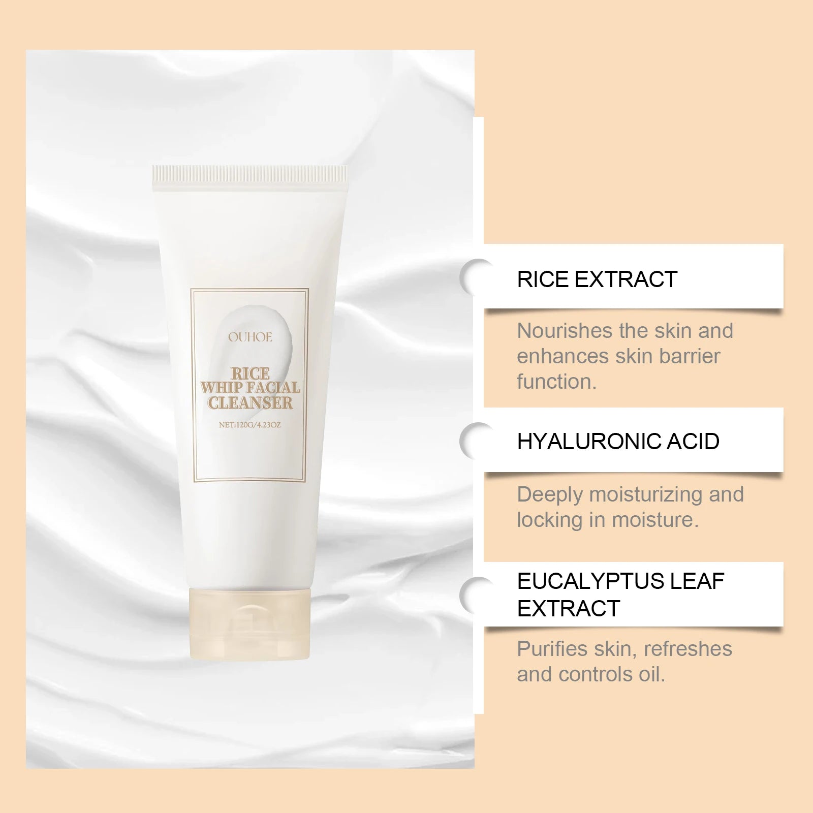 Rice Milk Cleansing Foam 120g – Gentle Hydrating Facial Wash with Rice Extract