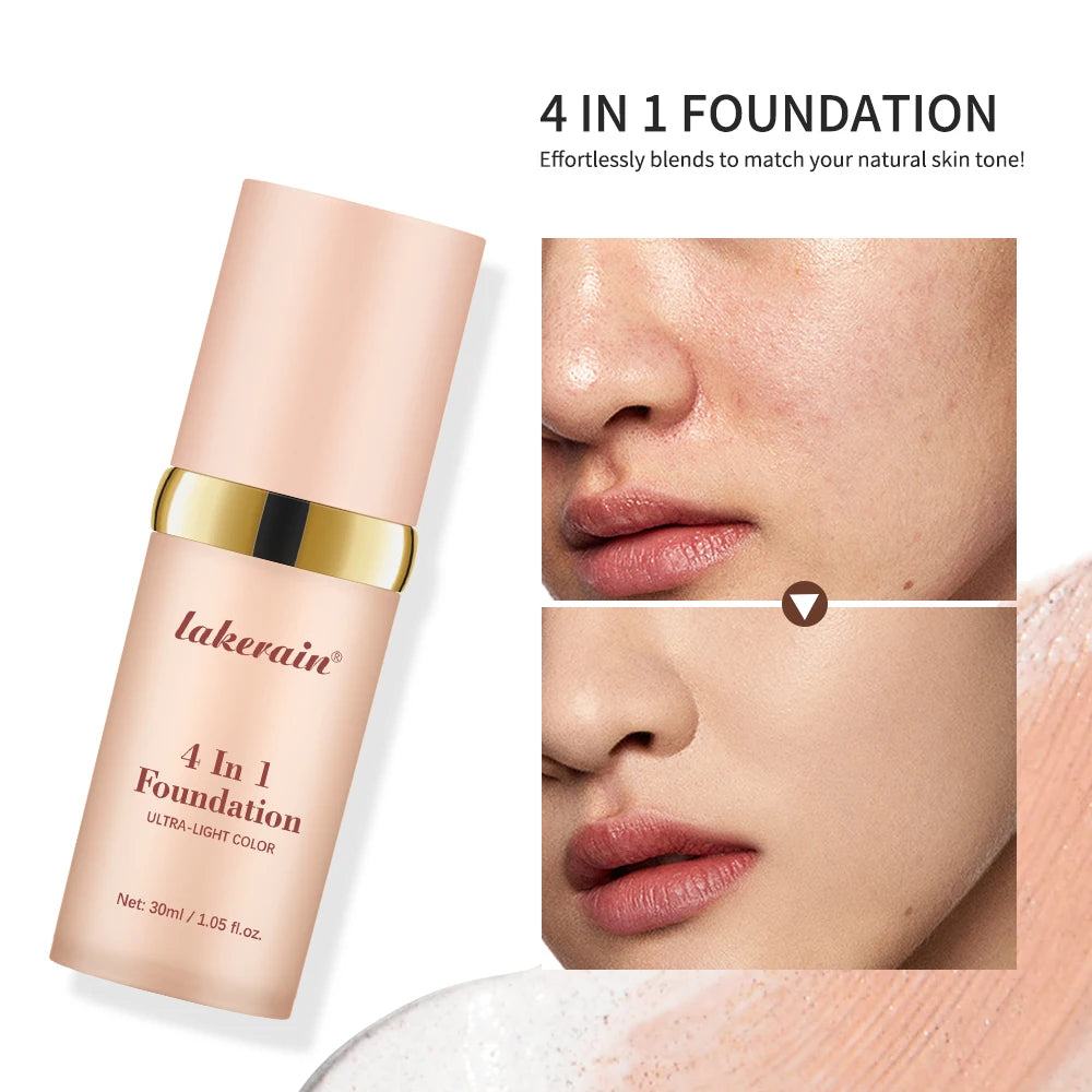 4-in-1 Color Changing Foundation – SPF 30+ Hydrating Longwear Makeup Base