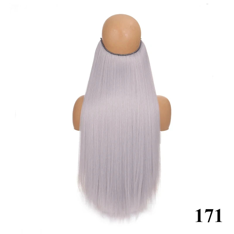 Fish Line Hair Extensions – Straight & Curly, 40/50/60cm, Daily Wear