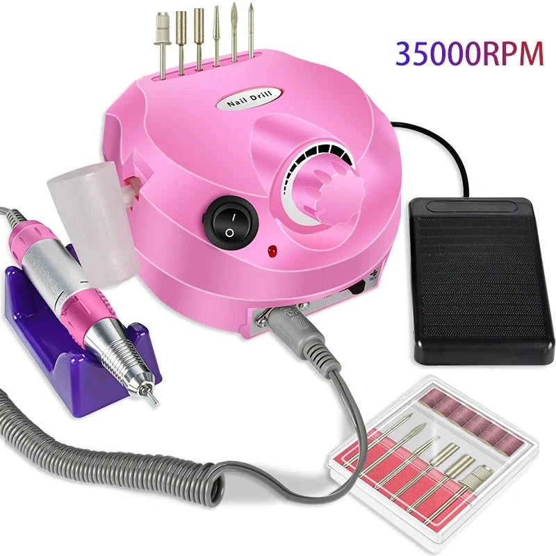 35,000RPM Professional Electric Nail Drill – Portable Manicure Machine & Nail Sander with Drill Bits and Files Kit