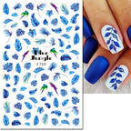 3D Butterfly & Flower Nail Art Stickers – Blue & Purple Decals for Manicure