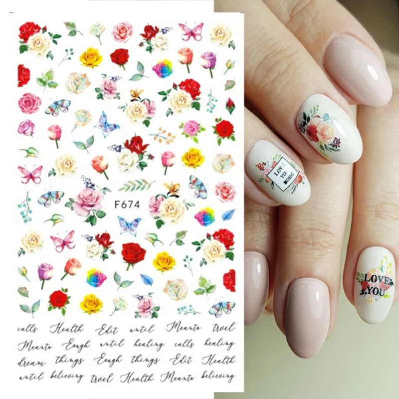 3D Y2K Hibiscus Floral Nail Stickers