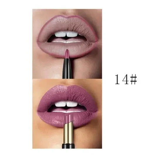 Pudaier 16-Color Double-Ended Lipstick & Lip Pencil | Waterproof, Long-Lasting, Half-Matte