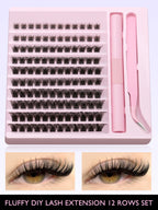 DIY Eyelash Cluster Extension Kit with Tweezers & Waterproof Lash Bond