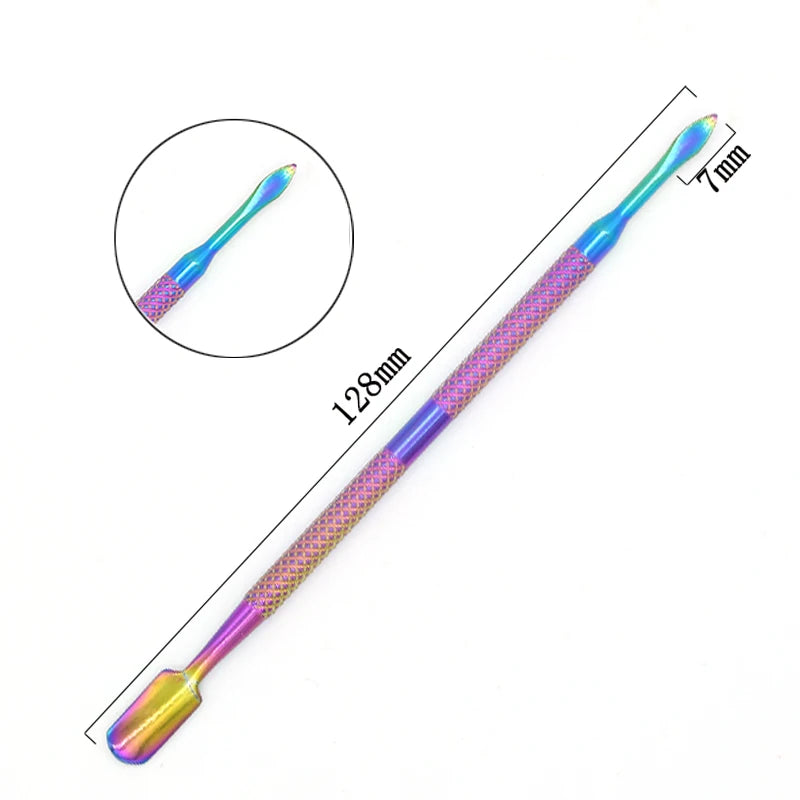 1pc Stainless Steel Dead Skin Remover – Double-Ended Cuticle Pusher & Nail Art Cleaner Tool