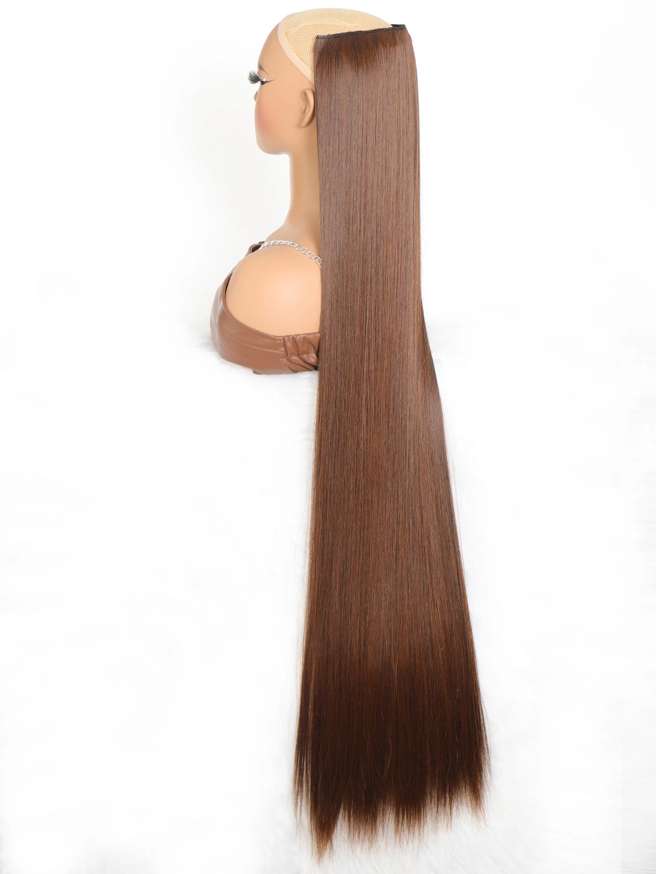 5-Clip 80cm Synthetic Hair Extensions – Straight, Black/Brown/Blonde