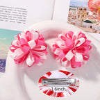 2Pcs Double Color Ribbon Flower Hairpins – Handmade Princess Hair Clips & Barrettes for Girls