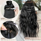 20" Curly Synthetic Hair Extensions – 5PCS Heat-Resistant Black Hairpieces