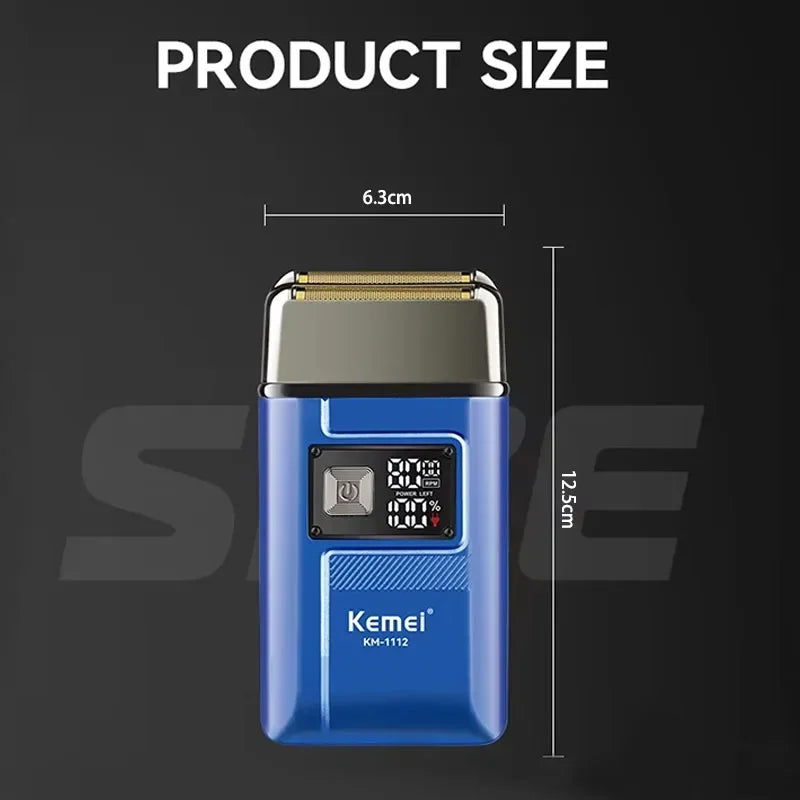 KM-1112 Electric Shaver for Men – IPX5 Waterproof Dry & Wet Razor with Floating Head, Rechargeable Beard Trimmer