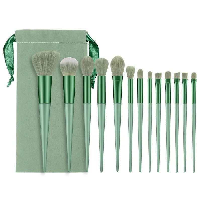 13PurpleFlower Holly Leaf Makeup Brush Set – Soft Hair Full Face Set with Powder, Highlight, Blush & Eyeshadow Brushes