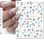 3D Butterfly & Flower Nail Art Stickers – Blue & Purple Decals for Manicure