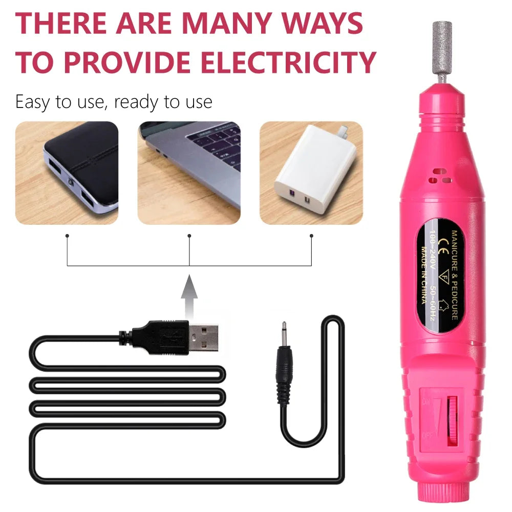 Electric Nail Drill Machine – Professional Manicure Milling Cutter & Nail Art Drill Pen for Salon Use