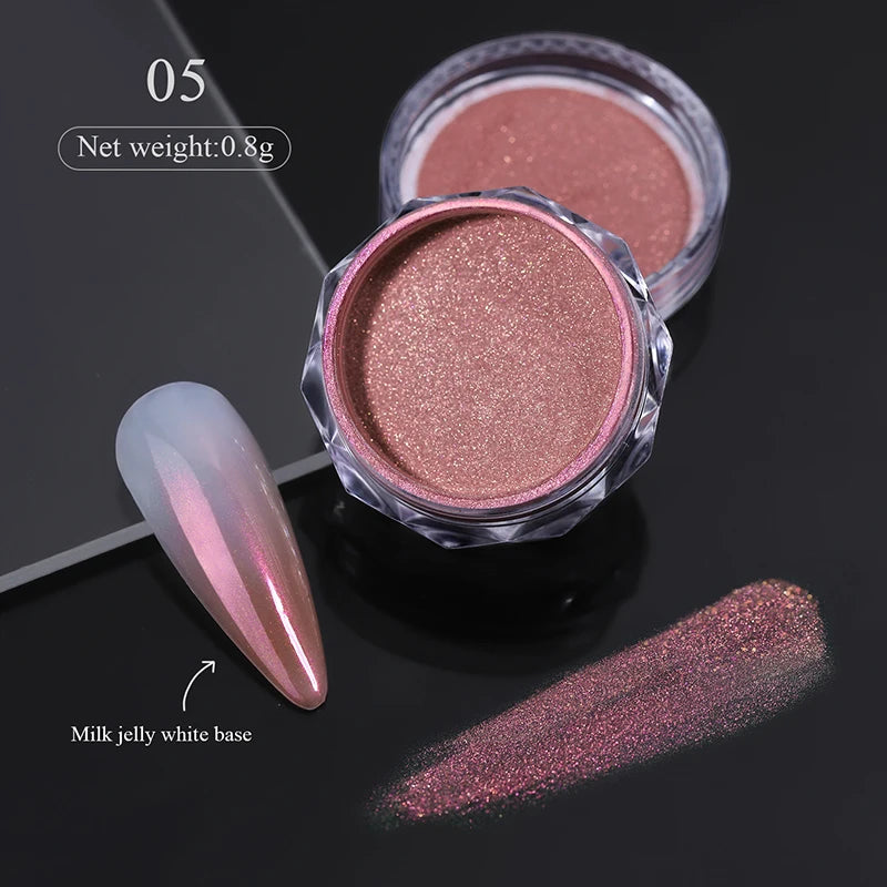 10g Gradient Pearl Nail Powder – Metallic Aurora Effect Glitter Dust for UV Gel Nail Art Decorations