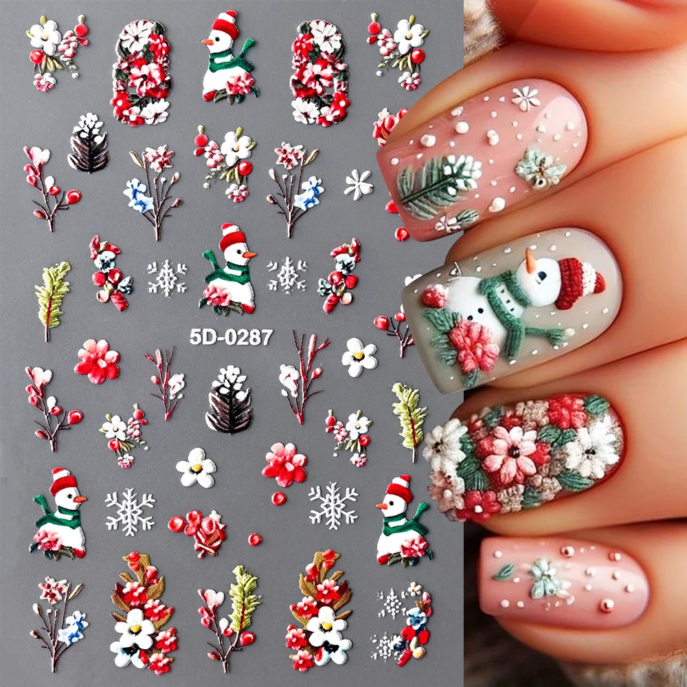 5D Spring Flower Nail Art Stickers – Colorful Daisy & Vine Decals for DIY Nails