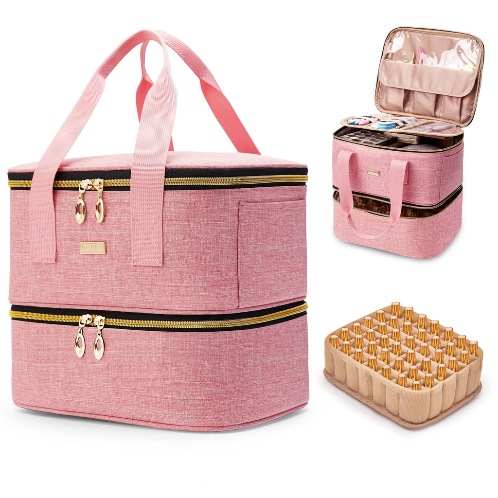 Double Layer Nail Polish Organizer Bag – Large Portable Carrying Case