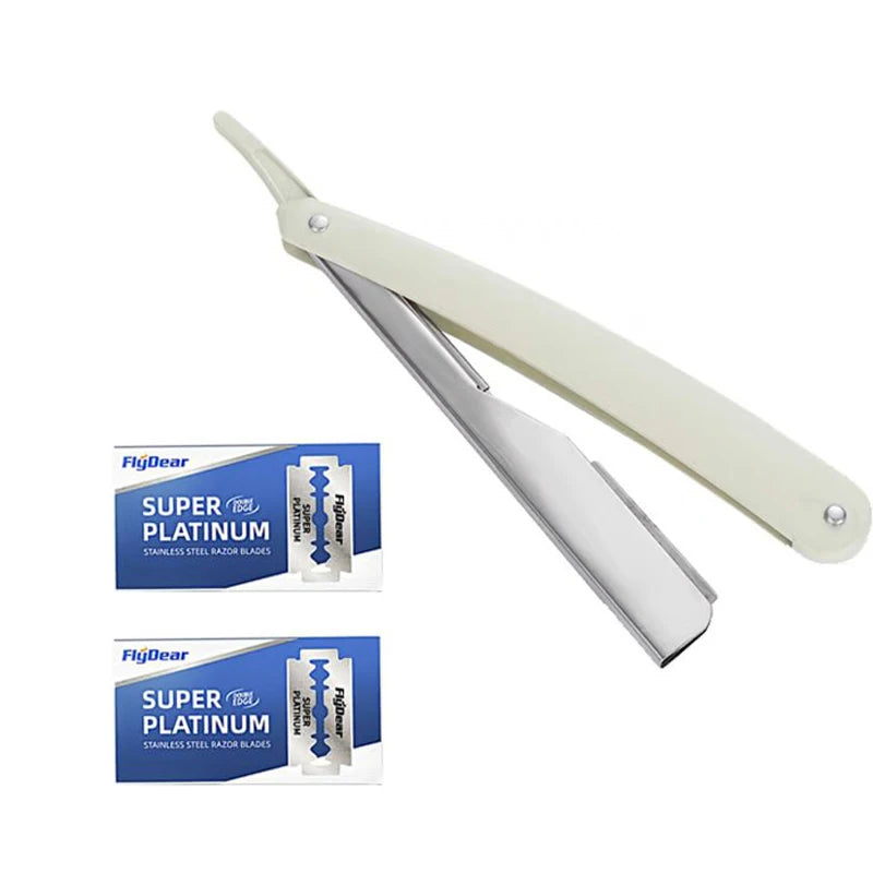 Men’s Straight Edge Razor Set with 10 Blades – Folding Shaving Knife