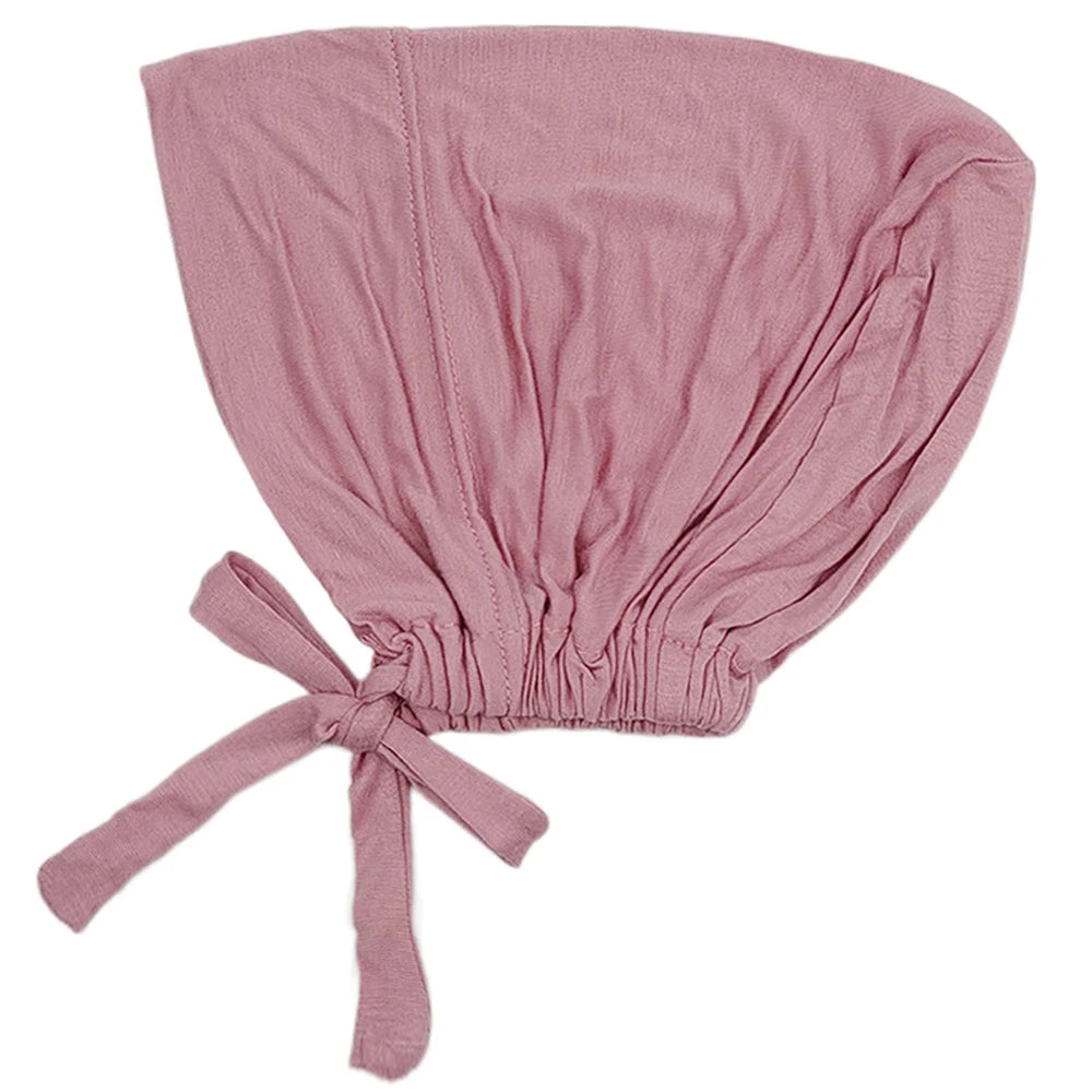 Modal Muslim Turban Hat Inner Hijab Cap with Rope – Islamic Underscarf Bonnet Headwrap Turbante Mujer