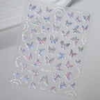 3D Aurora Shell Butterfly Nail Sticker – Pink & Purple, 8×10 cm