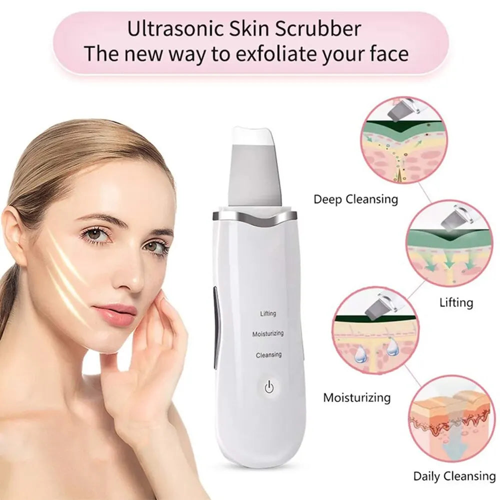 Deep Vibration Facial Skin Scrubber – Pore Cleaner & Massaging Spatula for Glowing Skin