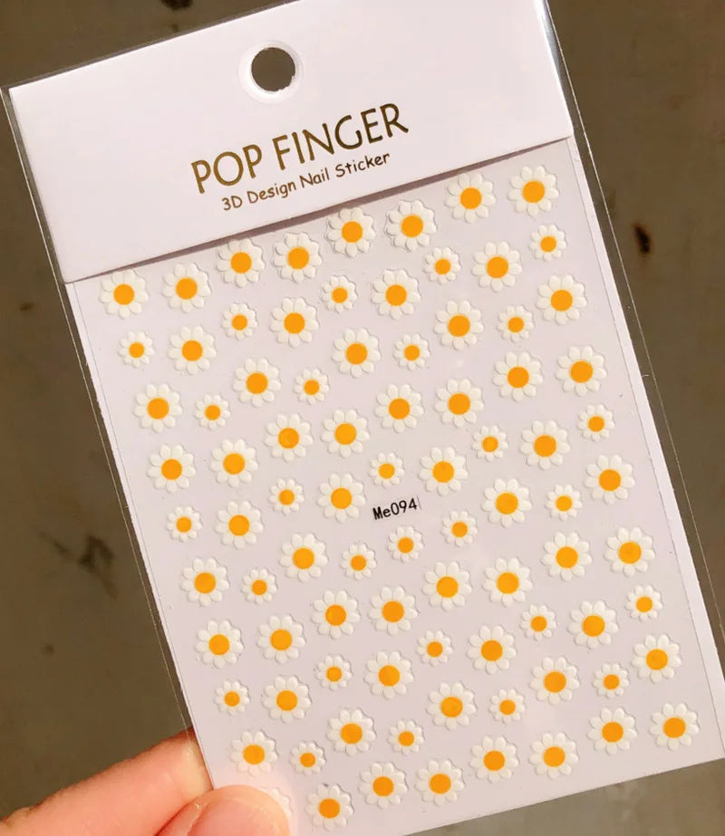 3D Y2K Hibiscus Floral Nail Stickers