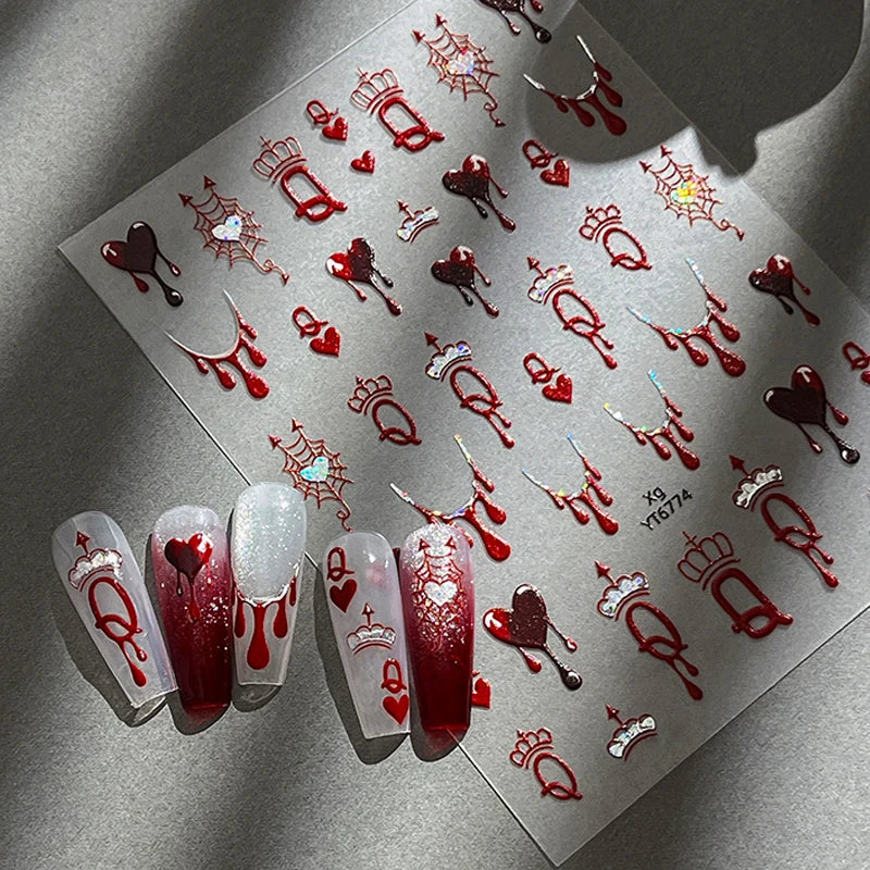 3D Halloween Nail Stickers – Laser Ghost, Spider & Pumpkin Decals