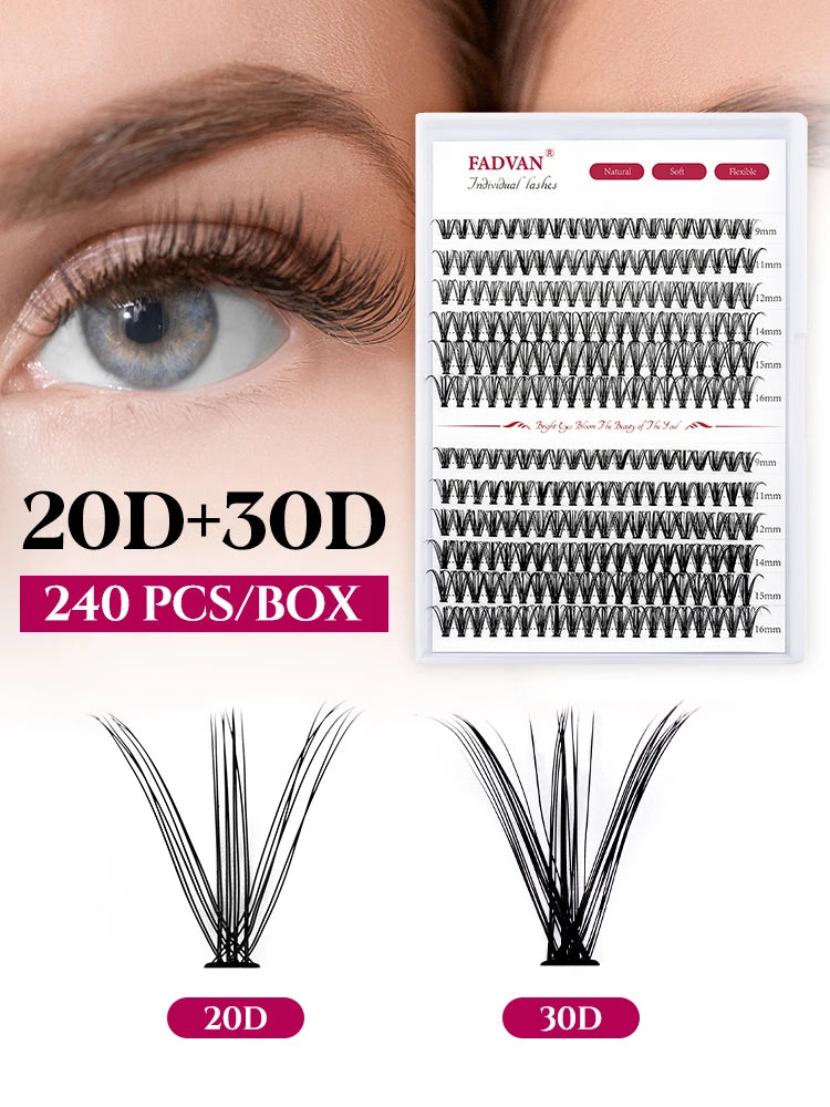 DIY Cluster Lashes Bundle – 30D/40D Soft Mink Individual Lashes