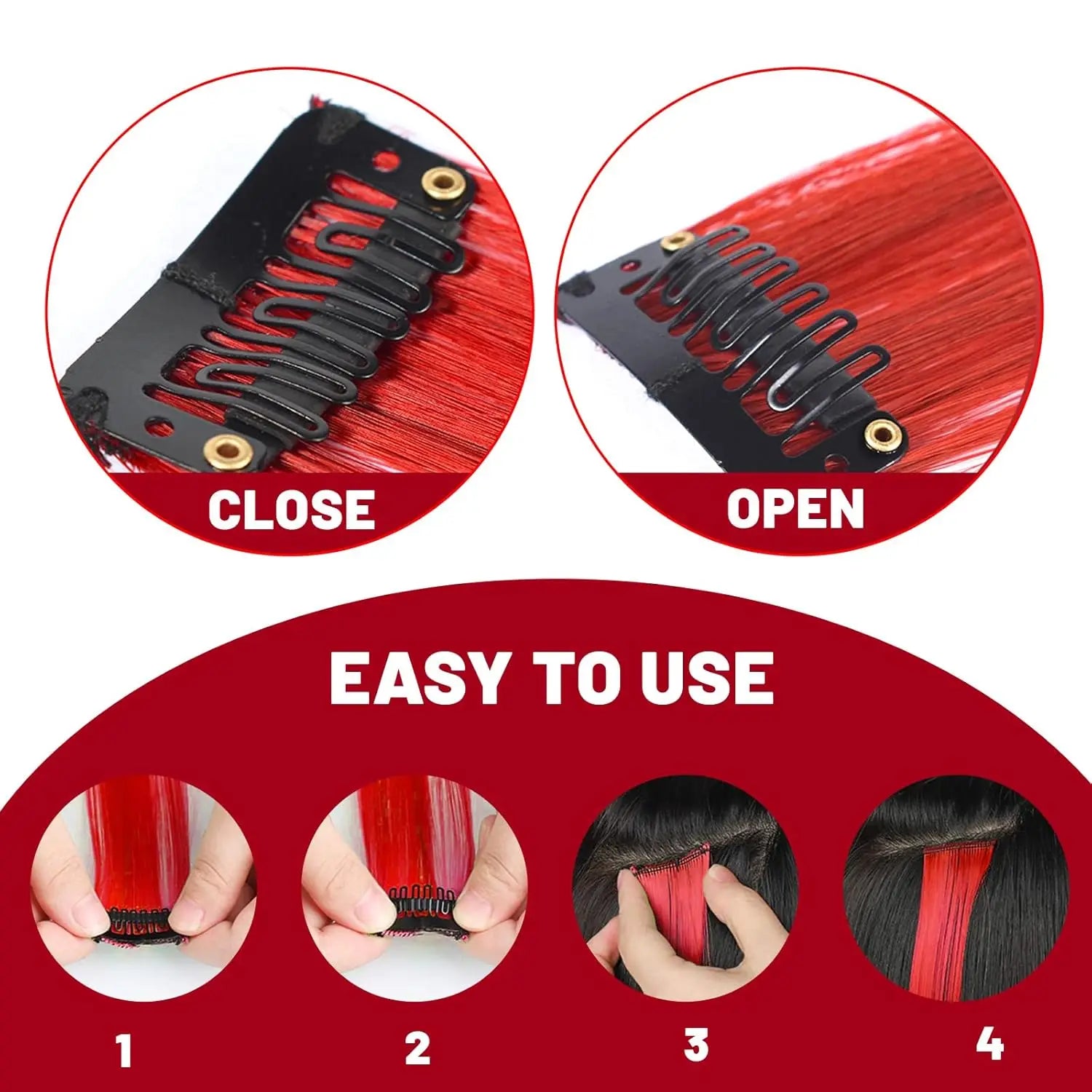 10 PCS 22" Colored Synthetic Hair Extensions – Straight Clip-In Highlights