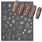 3-Pack 3D Nail Stickers – Gold, Silver & Rose Gold Laser Moon & Butterfly Decals