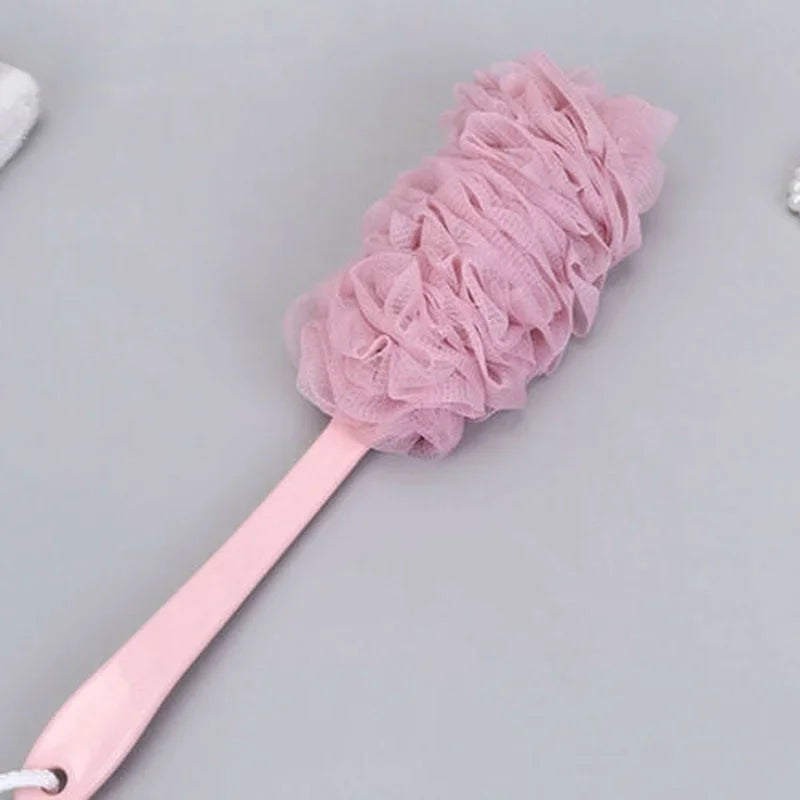 1pc Long Handle Bath Brush – Soft Mesh Shower Scrubber for Back & Body Cleaning