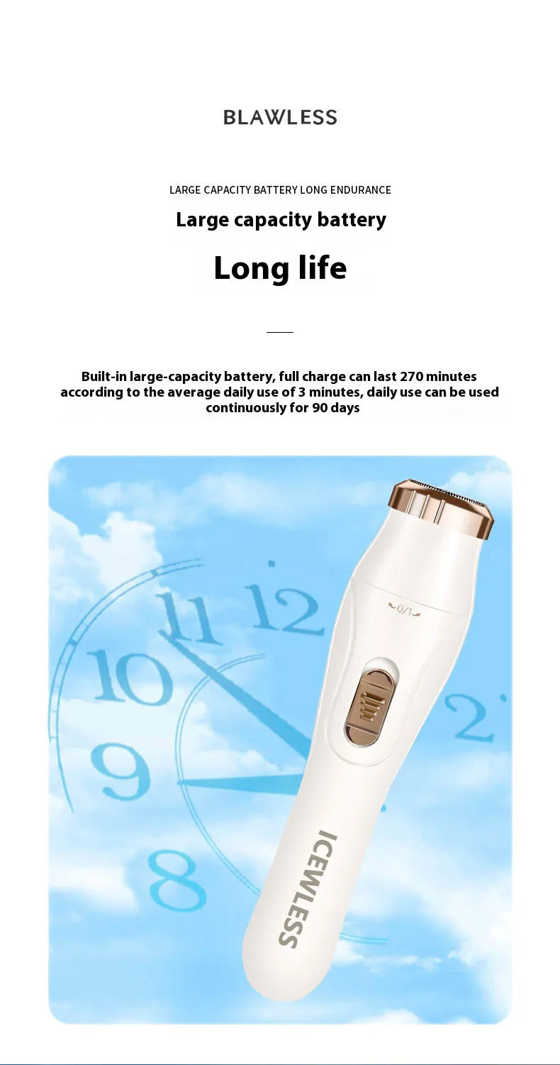 Electric Waterproof Hair Trimmer for Women – Painless Body & Facial Hair Removal