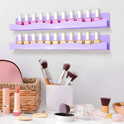 Light Pink Acrylic Nail Polish Wall Rack – 6 Pack Organizer Shelf Set