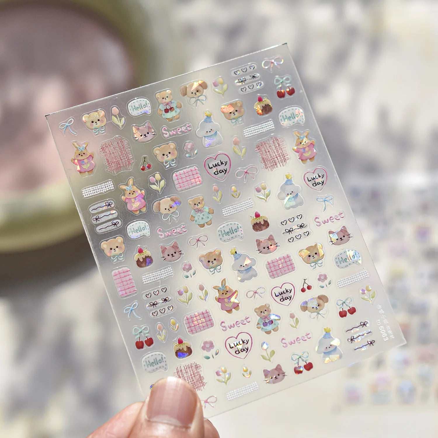 1 Sheet Cute Animal Nail Stickers – Dog, Cat, Bear & Rabbit Decals