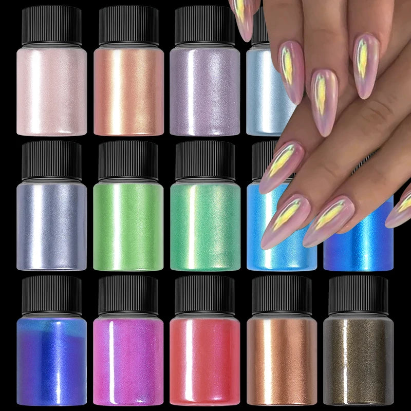 10g Gradient Pearl Nail Powder – Metallic Aurora Effect Glitter Dust for UV Gel Nail Art Decorations