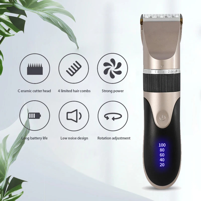 Men’s Professional Hair Clipper – Rechargeable Beard & Hair Trimmer