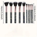 10PCS Marble Makeup Brush Set – Foundation, Blush, Eyeshadow, Eyebrow, Contour, Lip & Face Brushes