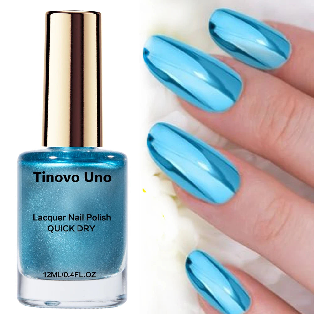 Metallic Blue Mirror Shine Nail Polish – Regular Lacquer for Manicure