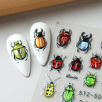 5D Crustacean & Insect Nail Art Stickers – Embossed Self-Adhesive Decals