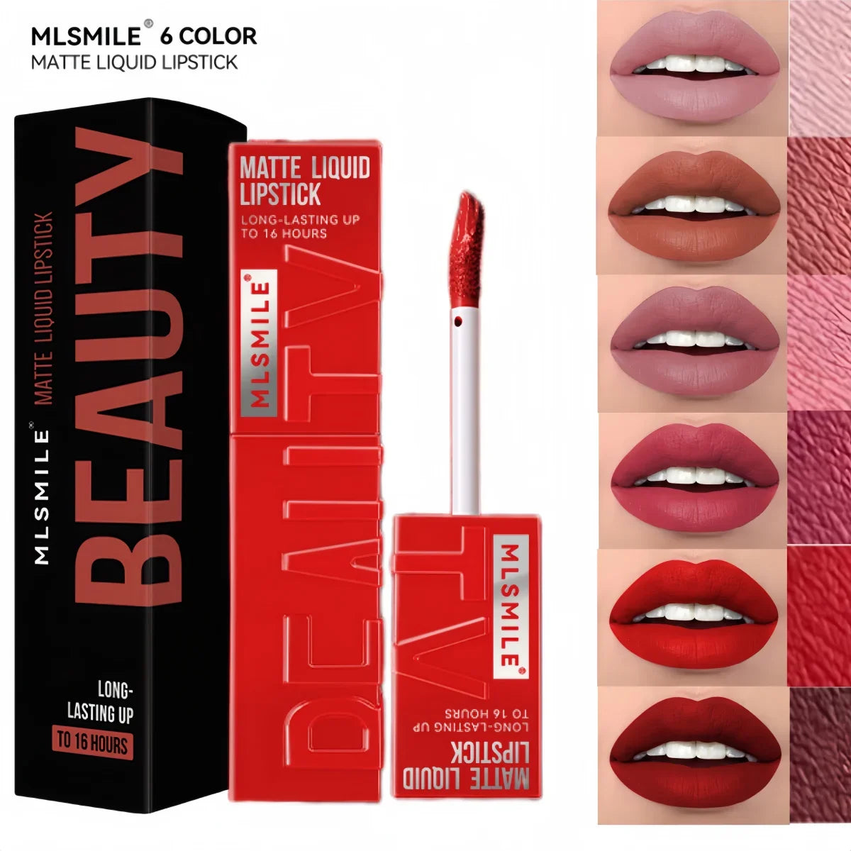 MLSMILE 6-Color Velvet Matte Lip Glaze – Waterproof, Long-Lasting, Non-Stick Lip Tint