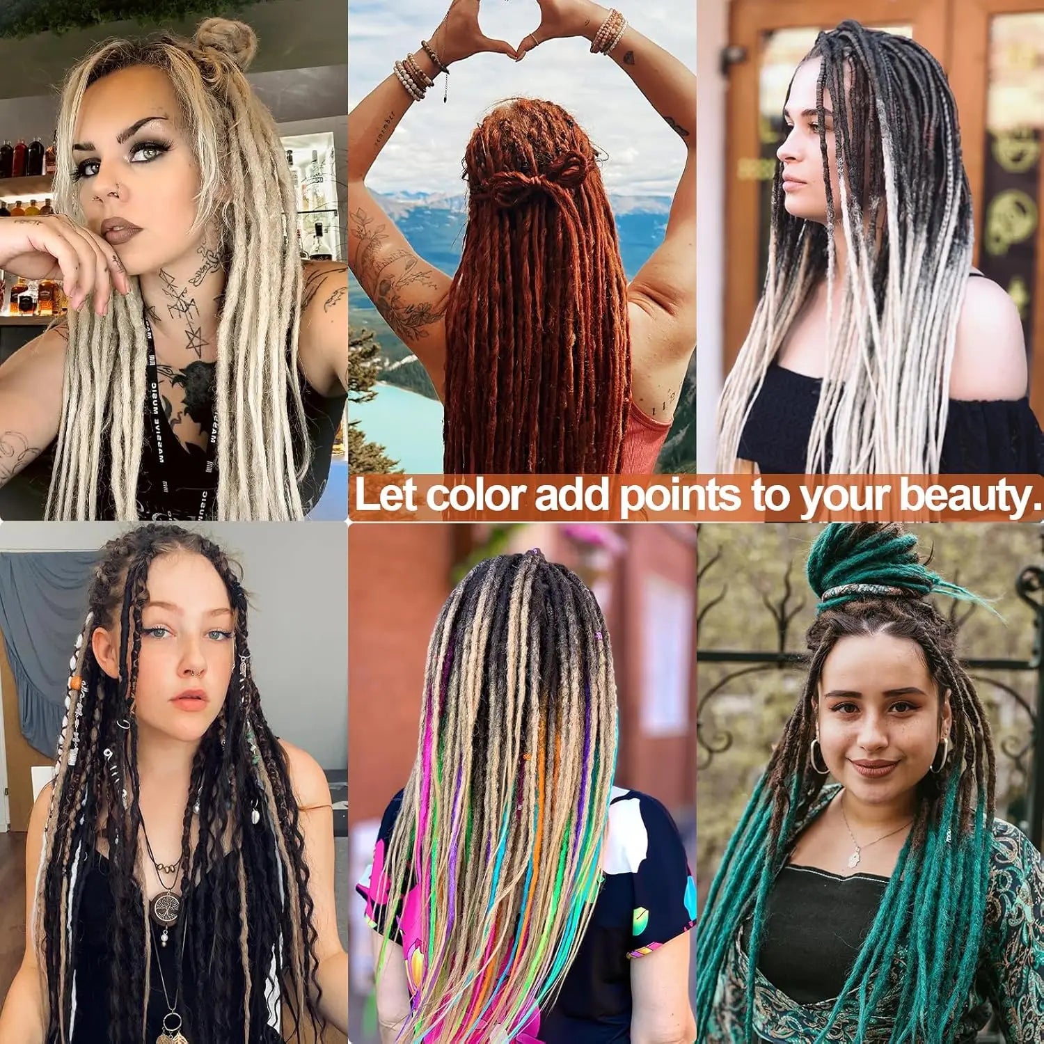 24" Handmade Synthetic Dreadlock Extensions – 10 Roots/Pack